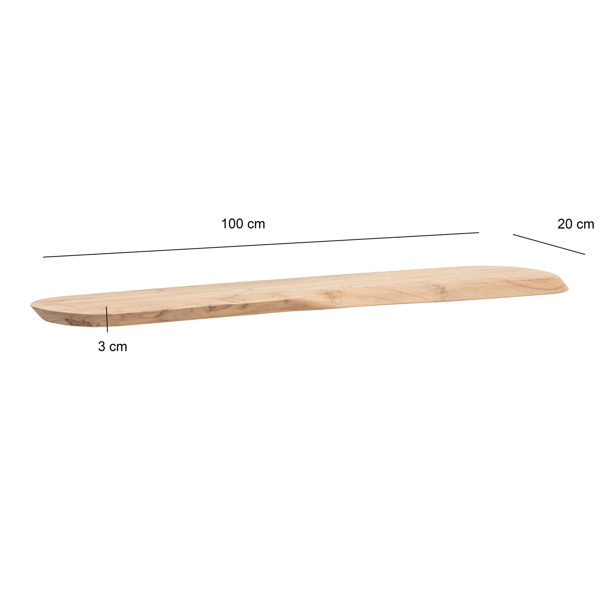 Wandregal Akazie Massivholz Holzregal Wandboard Regal organisch Holz massiv – Ansicht 3