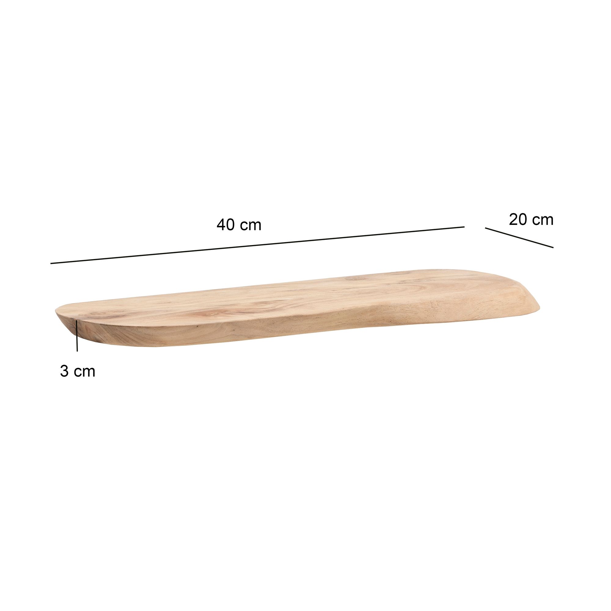 Wandregal Akazie Massivholz Holzregal Wandboard Regal organisch Holz massiv – Ansicht 3