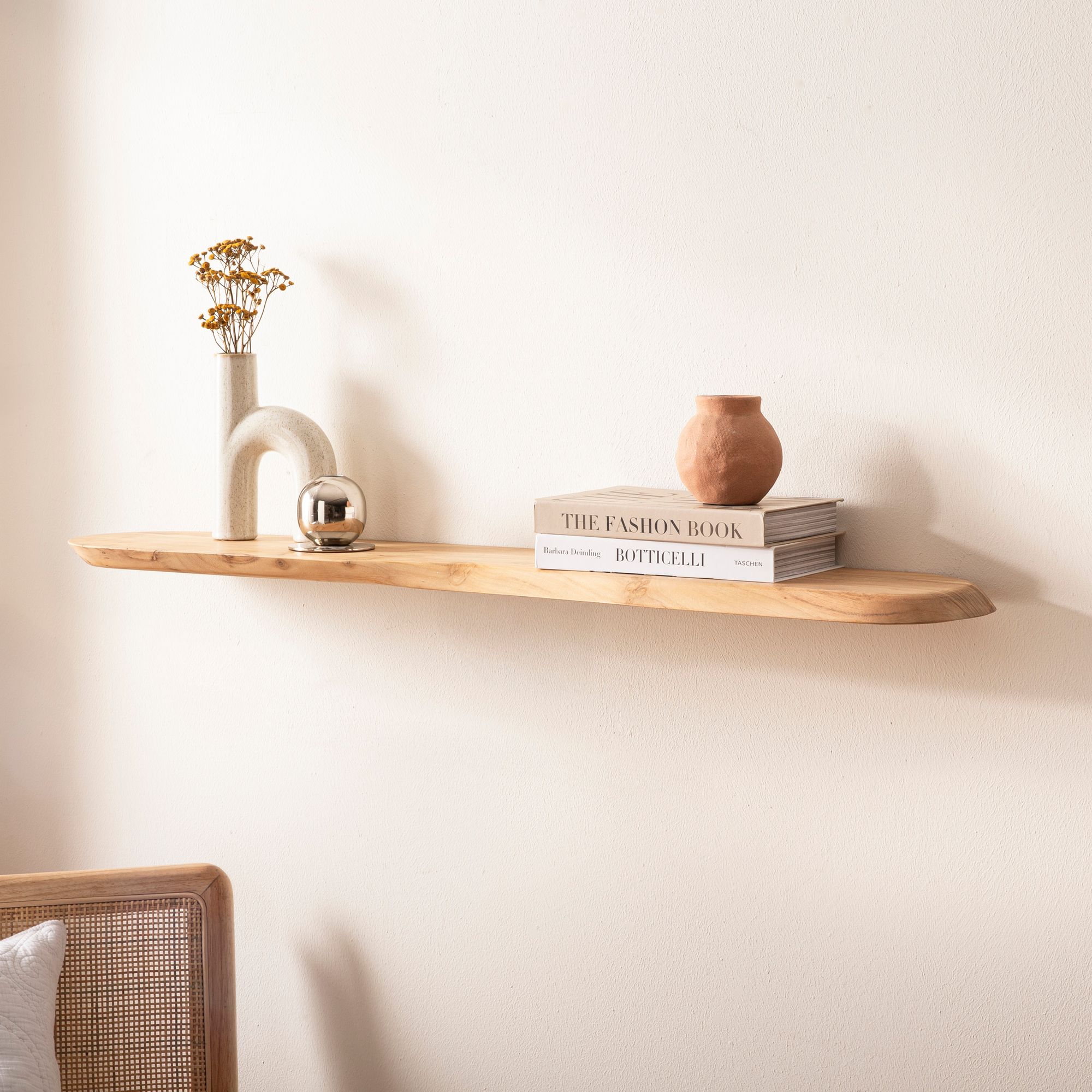 Wandregal Akazie Massivholz Holzregal Wandboard Regal organisch Holz massiv – Ansicht 1