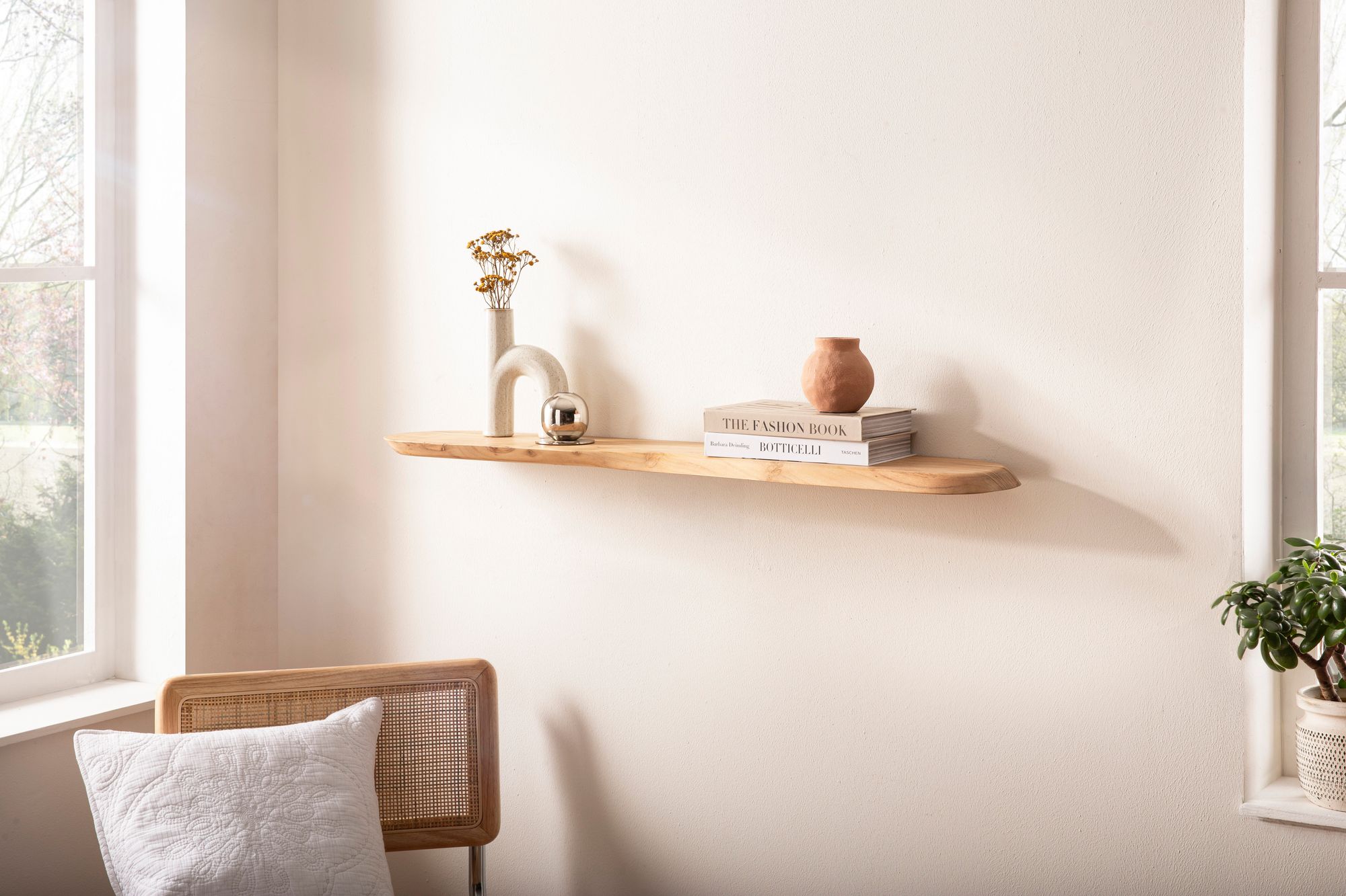 Wandregal Akazie Massivholz Holzregal Wandboard Regal organisch Holz massiv – Ansicht 2