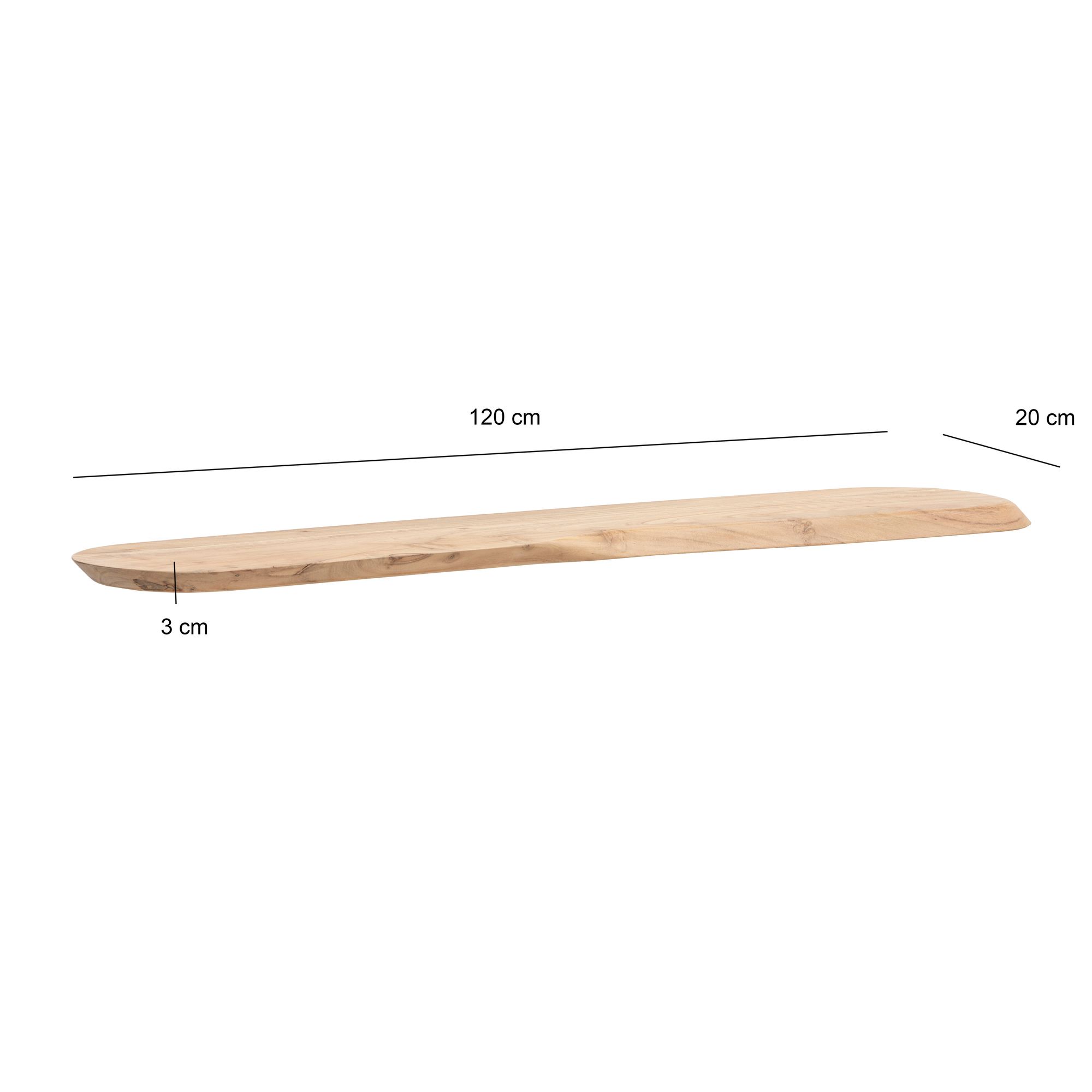 Wandregal Akazie Massivholz Holzregal Wandboard Regal organisch Holz massiv – Ansicht 3
