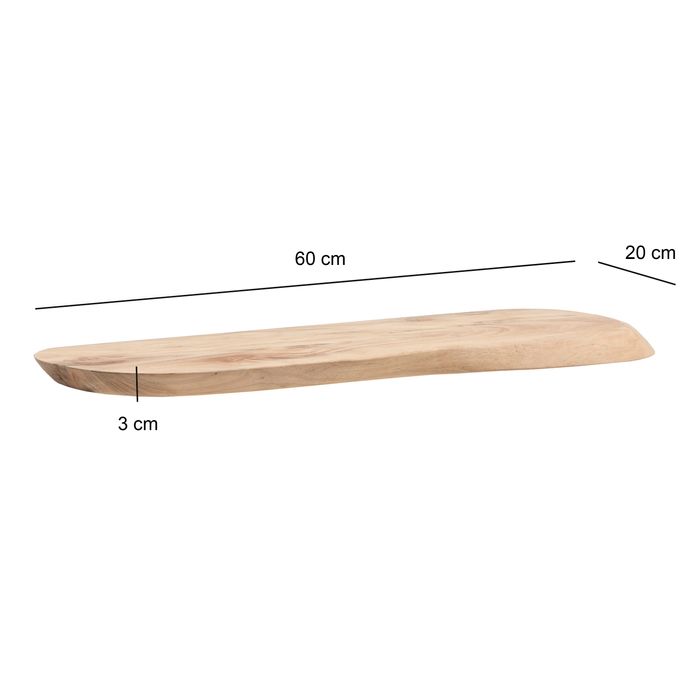 Wandregal Akazie Massivholz Holzregal Wandboard Regal organisch Holz massiv – Maßzeichnung