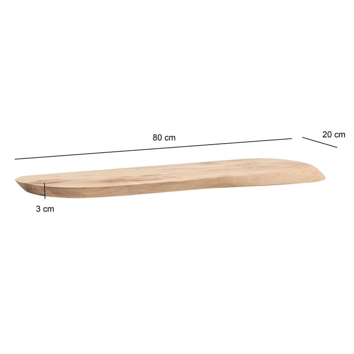 Wandregal Akazie Massivholz Holzregal Wandboard Regal organisch Holz massiv – Maßzeichnung