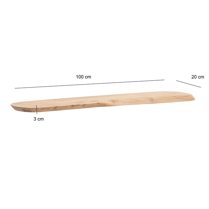 Wandregal Akazie Massivholz Holzregal Wandboard Regal organisch Holz massiv – Maßzeichnung