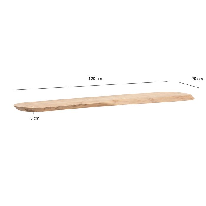 Wandregal Akazie Massivholz Holzregal Wandboard Regal organisch Holz massiv – Maßzeichnung
