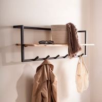 Wandgarderobe Akazie Massivholz 100cm Hängegarderobe Baumkante Industrial Modern – Ansicht 1