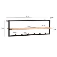 Wandgarderobe Akazie Massivholz 100cm Hängegarderobe Baumkante Industrial Modern – Ansicht 3