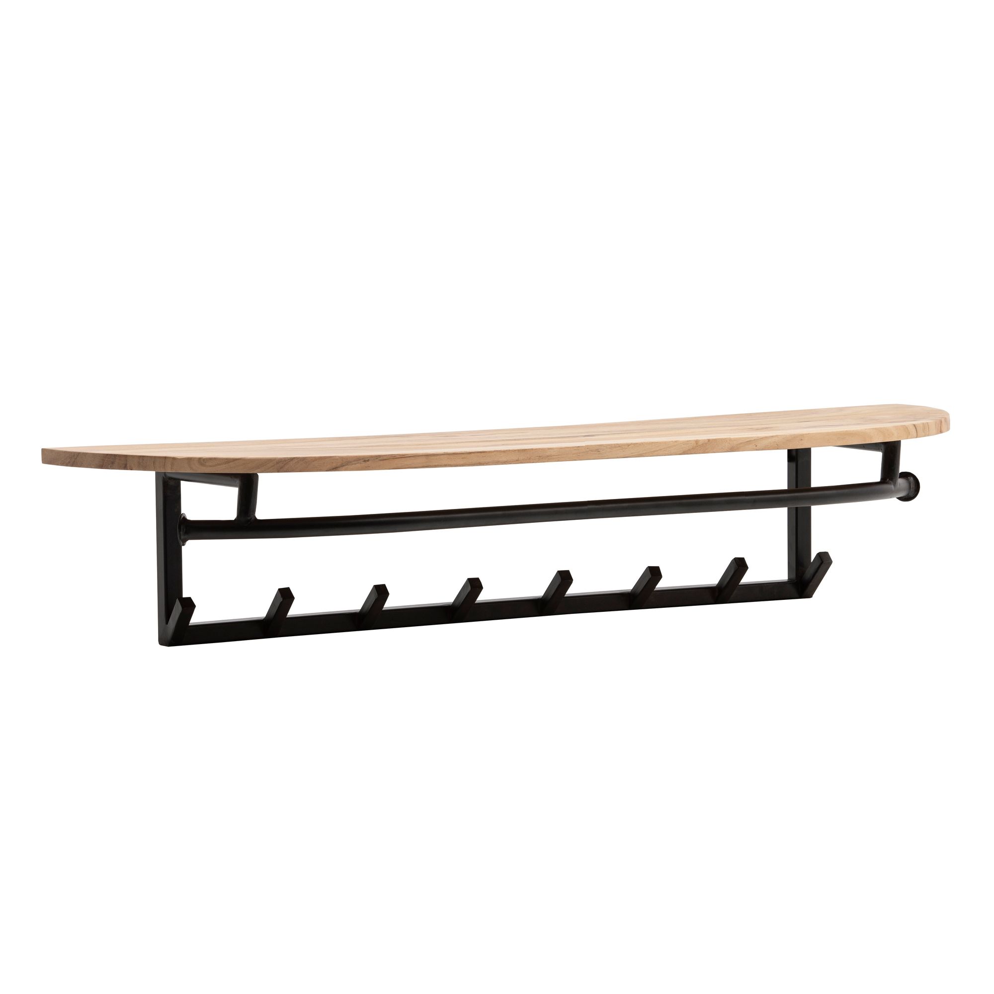 Wandgarderobe Akazie Industrial mit 8 Haken