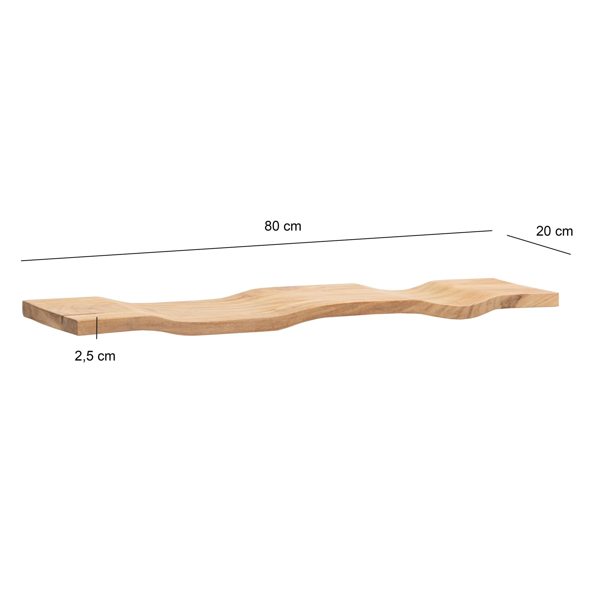 Wandregal Akazie Massivholz Holzregal Wandboard Regal Wellenform Massiv Modern – Ansicht 3