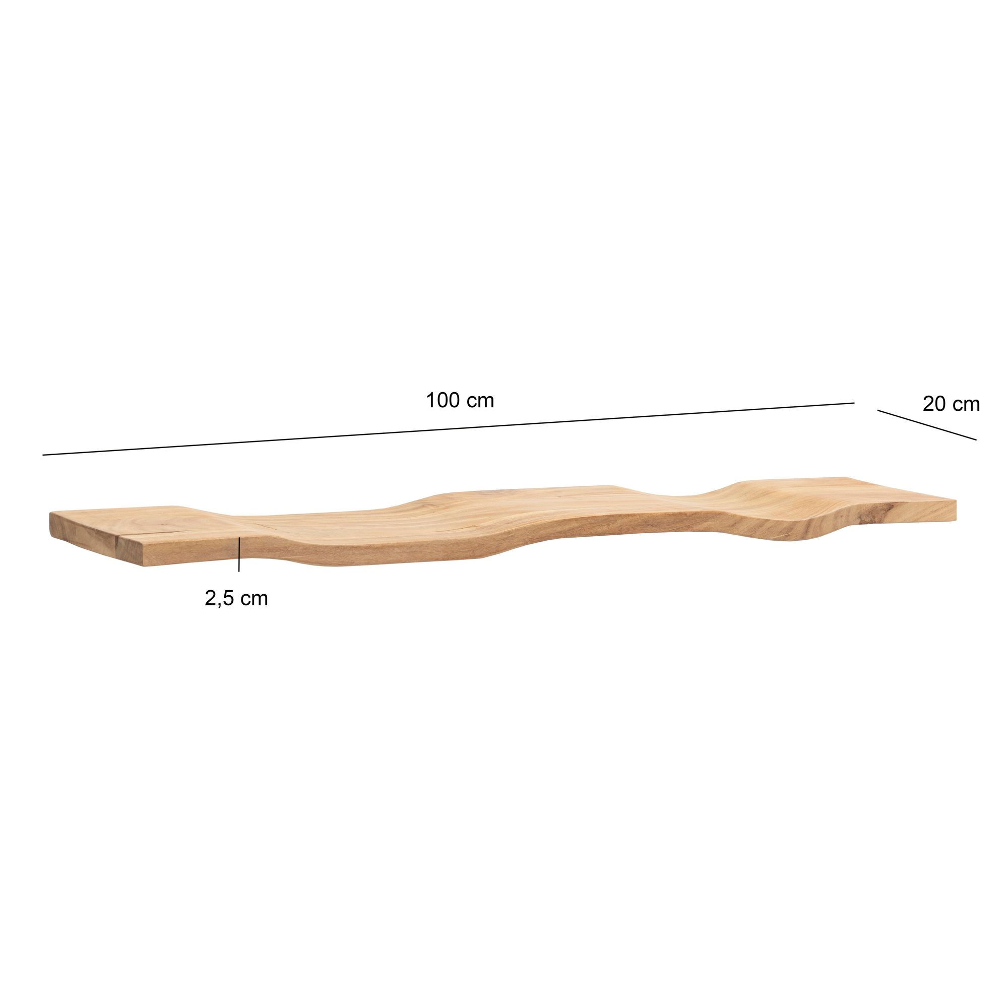 Wandregal Akazie Massivholz Holzregal Wandboard Regal Wellenform Massiv Modern – Ansicht 3