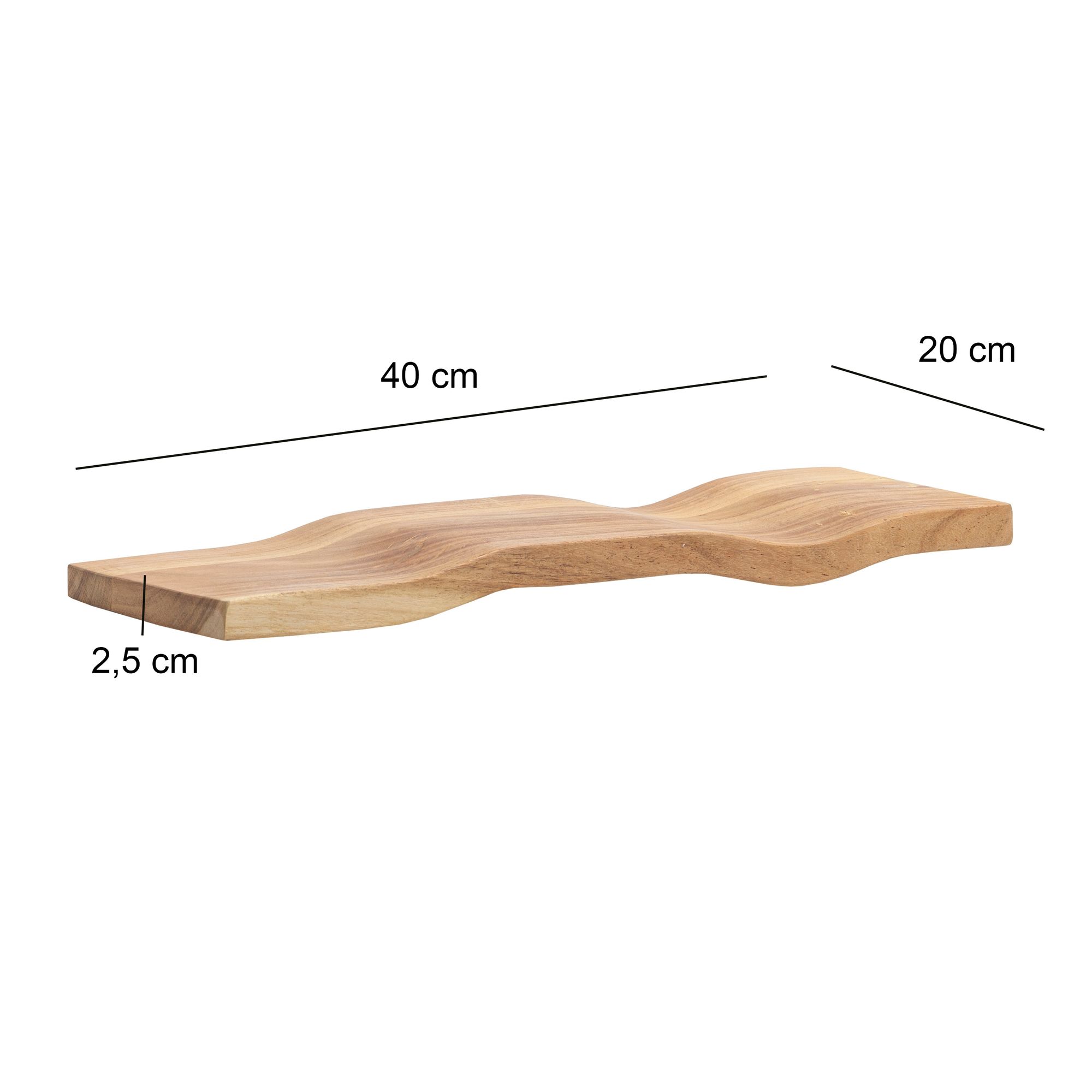 Wandregal Akazie Massivholz Holzregal Wandboard Regal Wellenform Massiv Modern – Ansicht 3