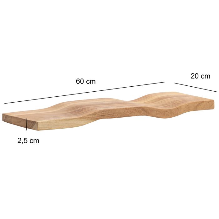 Wandregal Akazie Massivholz Holzregal Wandboard Regal Wellenform Massiv Modern – Maßzeichnung
