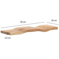Wandregal Akazie Massivholz Holzregal Wandboard Regal Wellenform Massiv Modern – Ansicht 3
