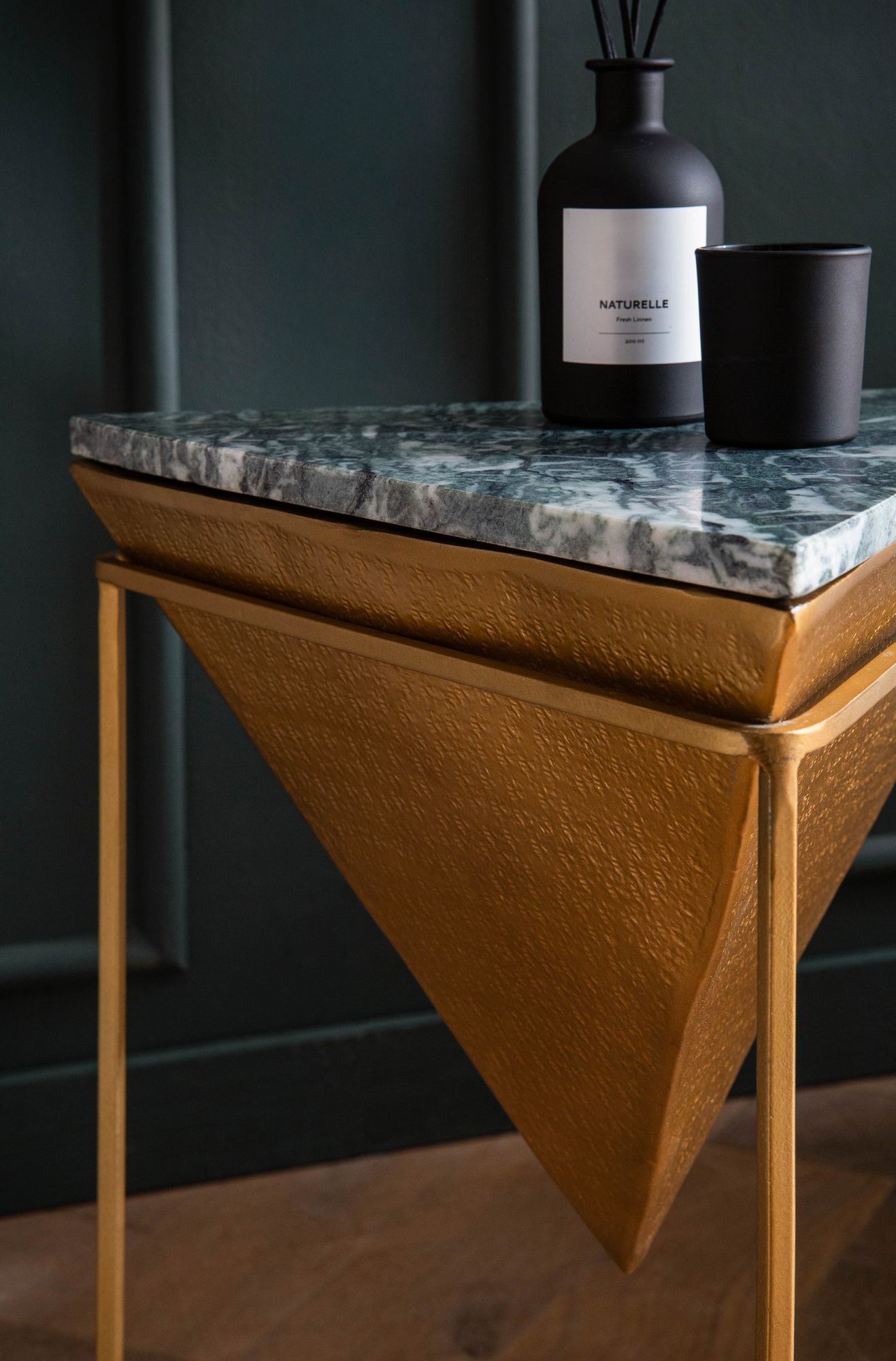 Beistelltisch FineBuy Anstelltisch Echter Marmor 37 cm Wohnzimmertisch Grün – Ansicht 4