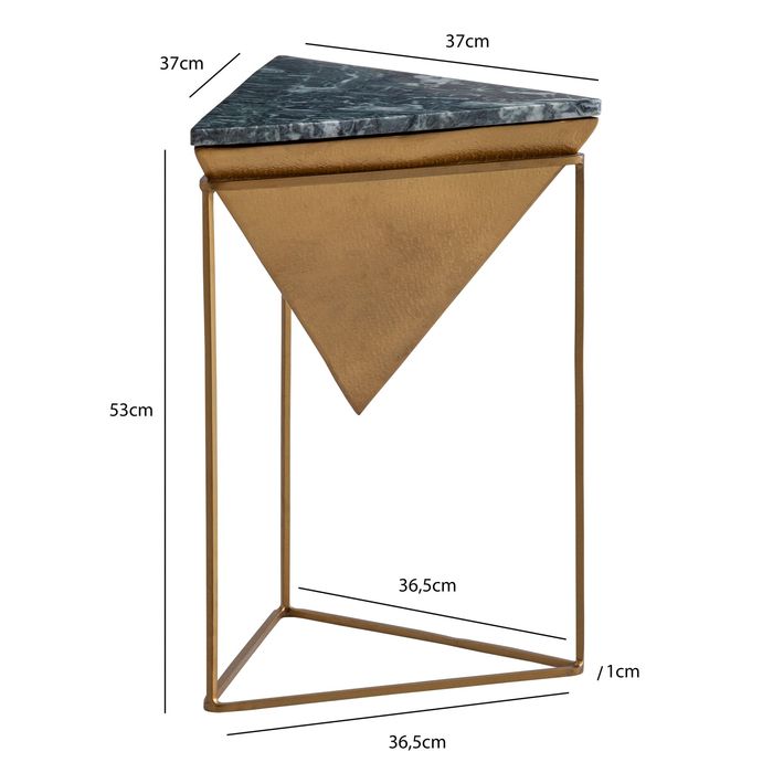Beistelltisch FineBuy Anstelltisch Echter Marmor 37 cm Wohnzimmertisch Grün – Maßzeichnung