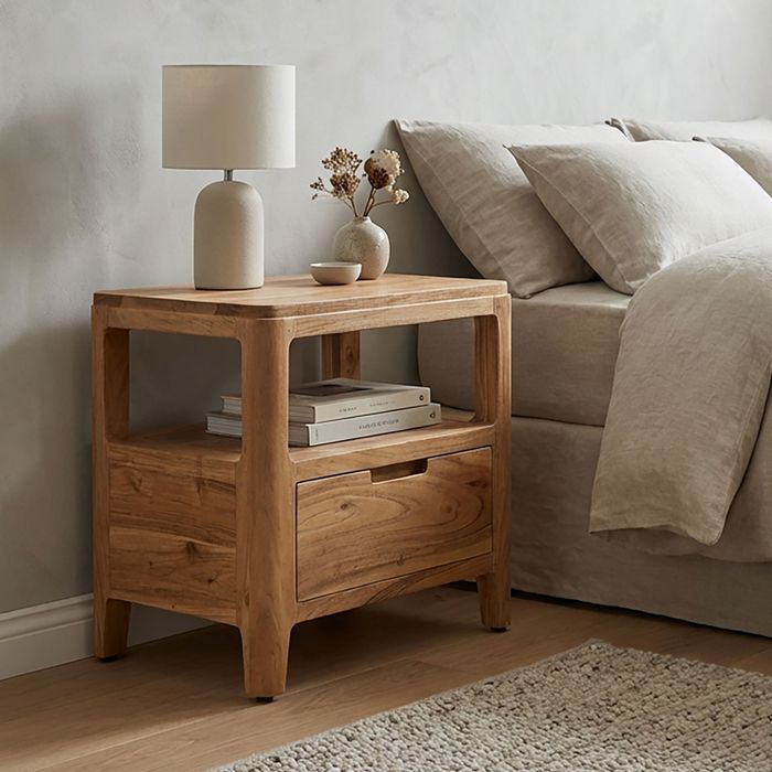 Nachttisch Massivholz Nachtkonsole Schublade Nachtkästchen Nachtschrank Modern