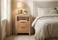Nachttisch Massivholz Nachtkonsole Nachtkästchen Schublade Nachtschrank Modern – Ansicht 2