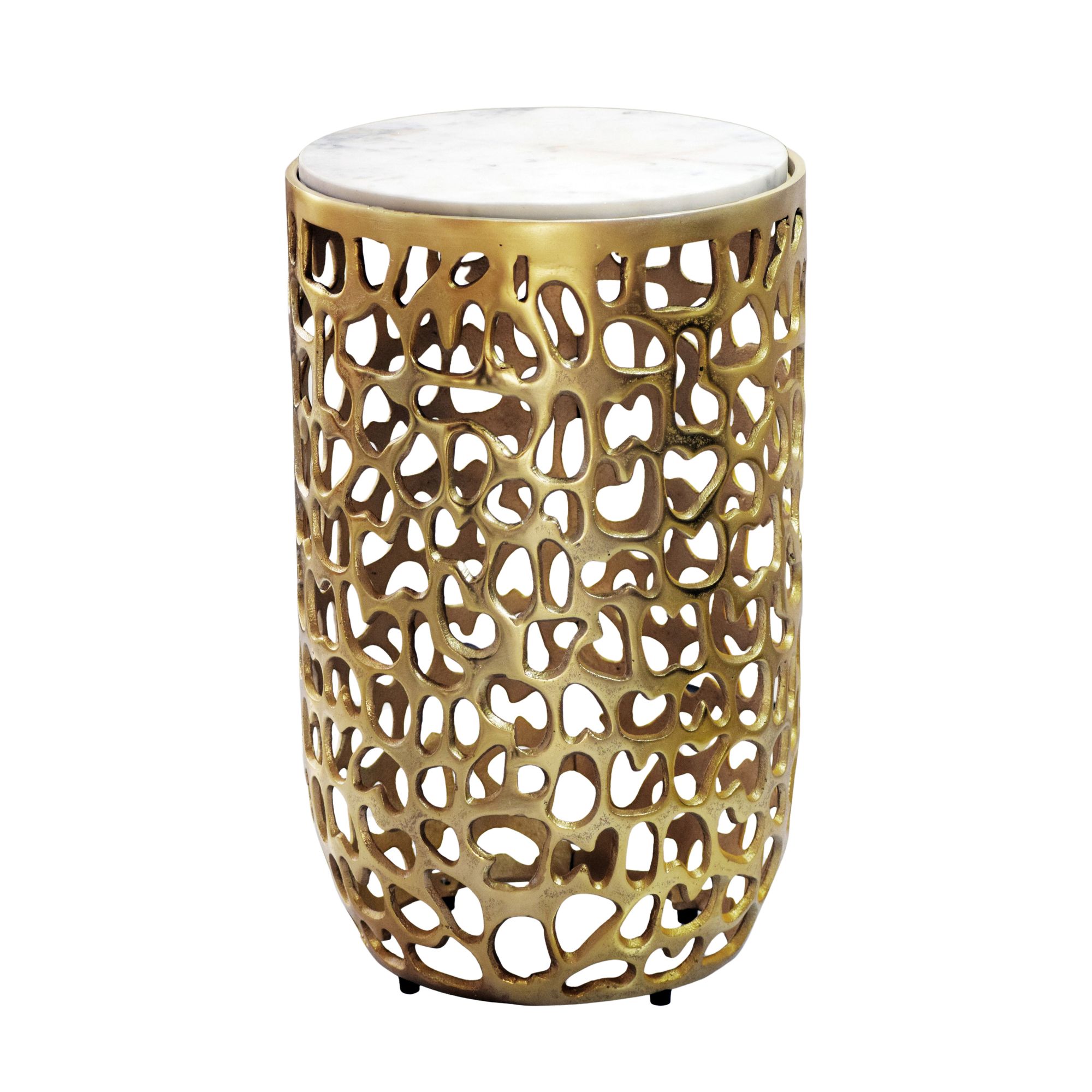 FineBuy Beistelltisch Aluminium rund 30cm – Anstelltisch mit Marmor Tischplatte – Design Metall Couchtisch für Wohnzimmer – runder Wohnzimmertisch modern – Dekotisch Handmade Sofatisch | Farbe: Gold FineBuy Beistelltisch Aluminium rund 30cm – Anstelltisch mit Marmor Tischplatte – Design Metall Couchtisch für Wohnzimmer – runder Wohnzimmertisch modern – Dekotisch Handmade Sofatisch | Farbe: Gold