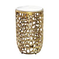 Beistelltisch Alu Metall Couchtisch Wohnzimmertisch Dekotisch Marmor Platte Rund – Ansicht 6
