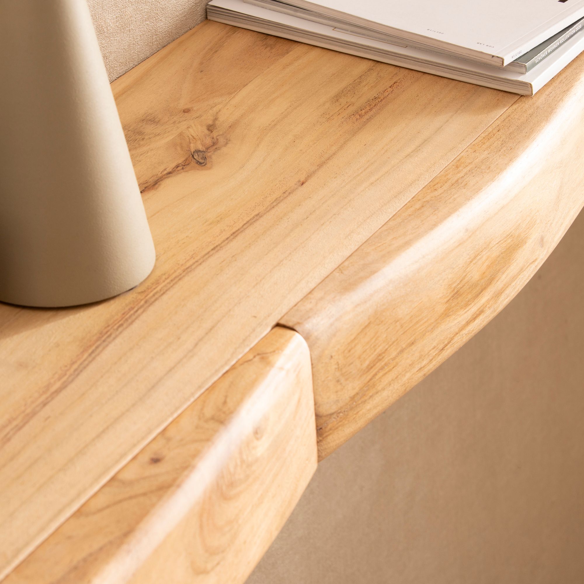 Wandregal Akazie Hängeregal mit Schublade Holz Wandboard Regal für die Wand – Ansicht 5