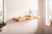 Wandregal Akazie Hängeregal mit Schublade Holz Wandboard Regal für die Wand – Ansicht 2