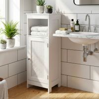 Badschrank Weiß Badezimmerschrank Tür & Ablage Badezimmerregal Regal für Bad – Ansicht 4