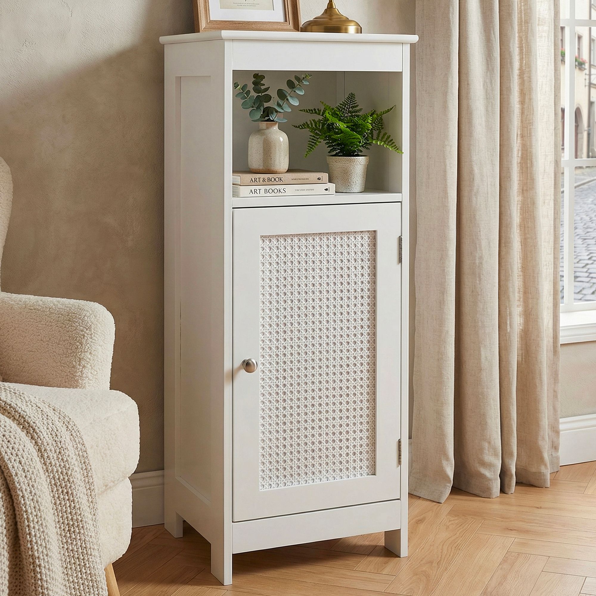 Standregal Weiß Wohnregal Nischenregal Stauraumregal Kleiner Schrank - Kommode – Ansicht 1