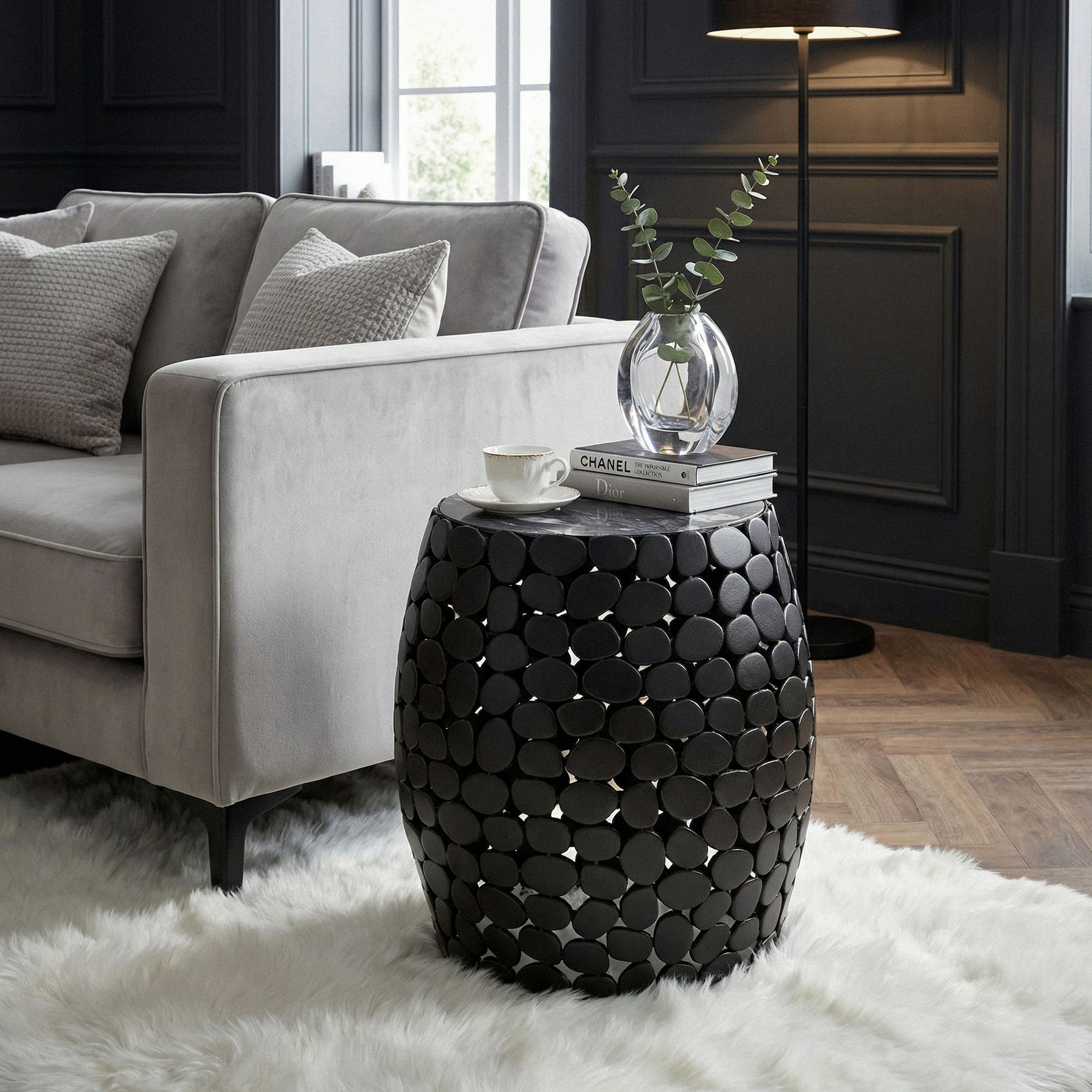 FineBuy Design Beistelltisch rund 40cm aus Aluminium schwarz & Marmor Tischplatte – Couchtisch Alu – Metall Wohnzimmertisch – Dekotisch Handmade | Farbe: Schwarz FineBuy Design Beistelltisch rund 40cm aus Aluminium schwarz & Marmor Tischplatte – Couchtisch Alu – Metall Wohnzimmertisch – Dekotisch Handmade | Farbe: Schwarz