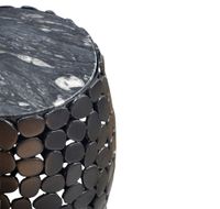 Beistelltisch rund 40cm Metall Couchtisch Marmor Alu Wohnzimmertisch Dekotisch – Ansicht 4