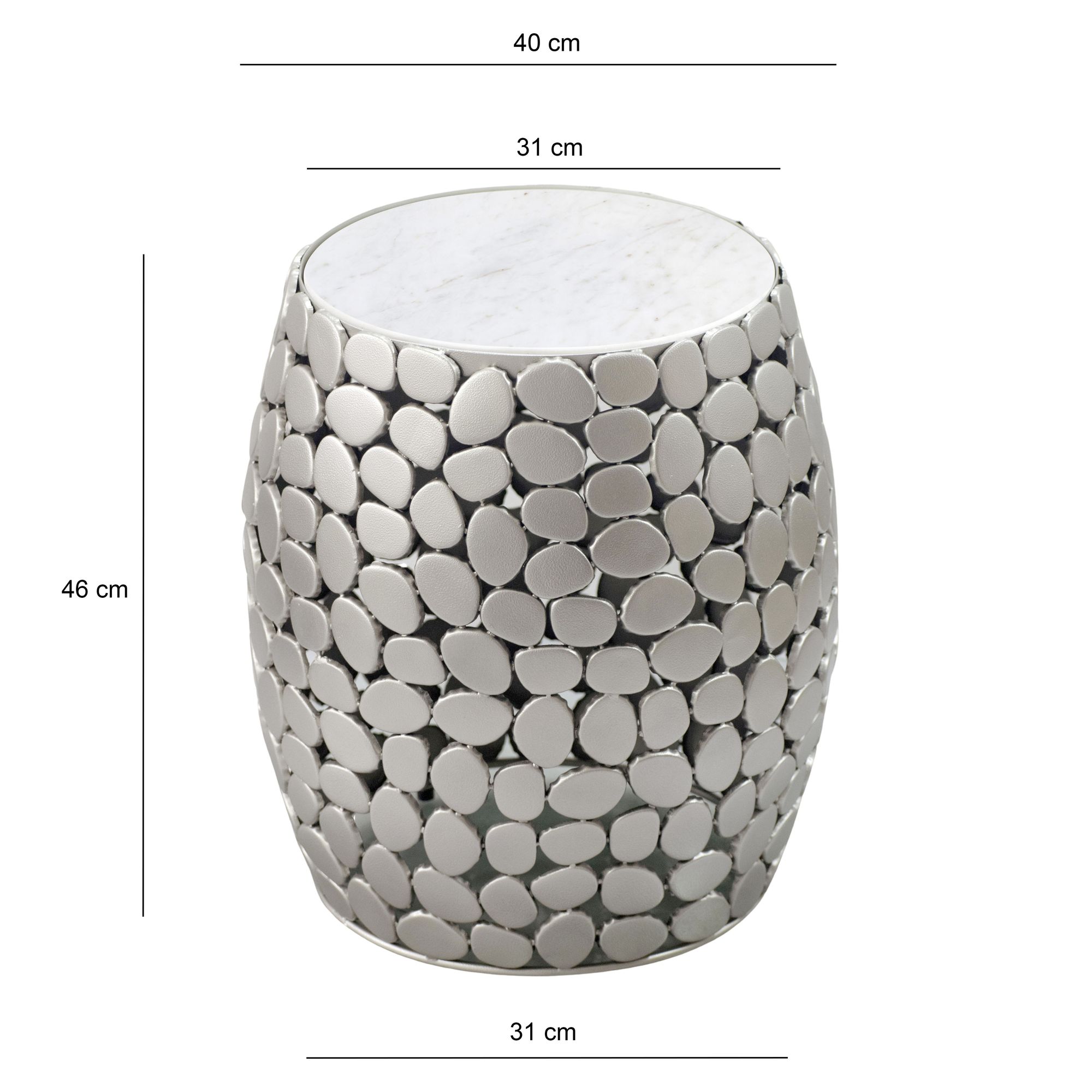 Beistelltisch rund 40cm Metall Couchtisch Marmor Alu Wohnzimmertisch Dekotisch – Ansicht 3