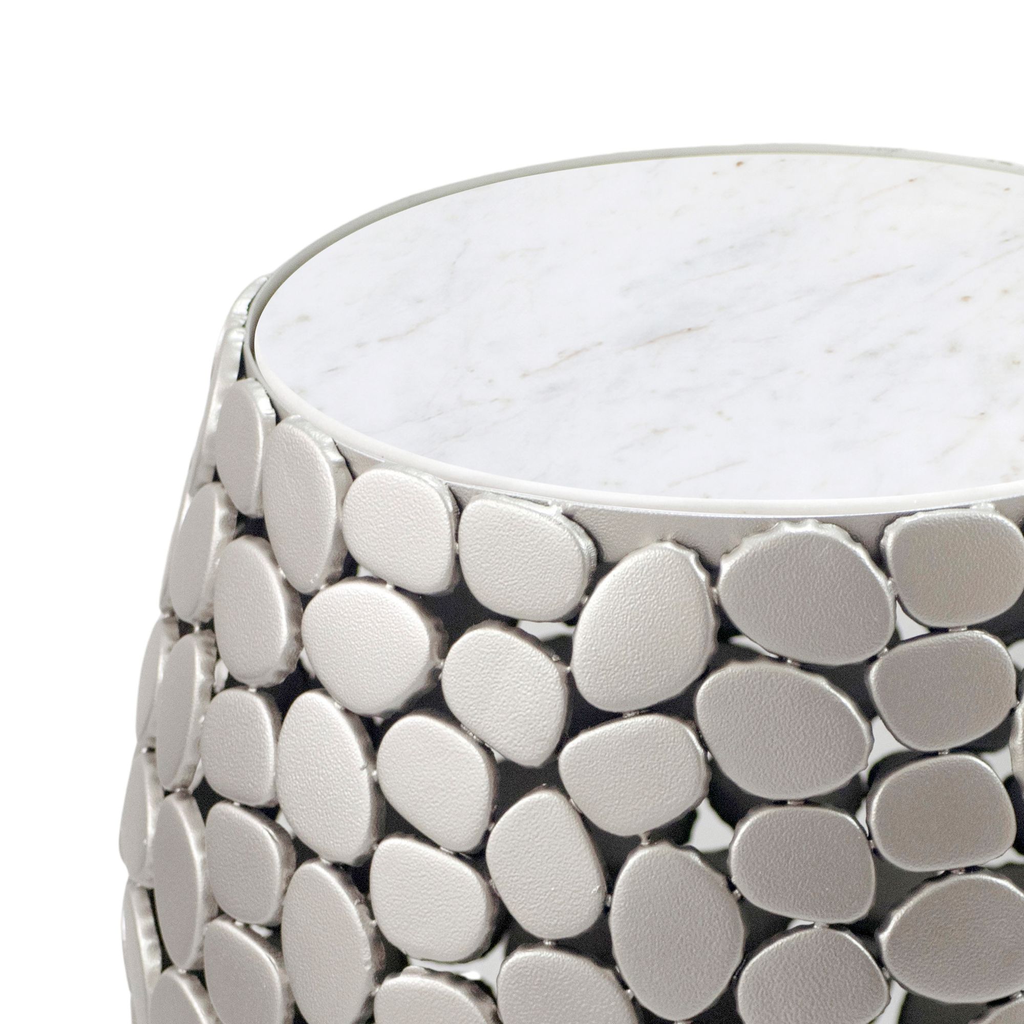 Beistelltisch rund 40cm Metall Couchtisch Marmor Alu Wohnzimmertisch Dekotisch – Ansicht 4