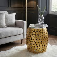 Beistelltisch rund 40cm Metall Couchtisch Marmor Alu Wohnzimmertisch Dekotisch – Ansicht 2