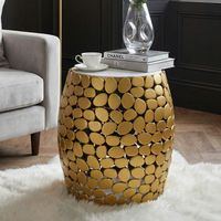 Beistelltisch rund 40cm Metall Couchtisch Marmor Alu Wohnzimmertisch Dekotisch – Ansicht 1