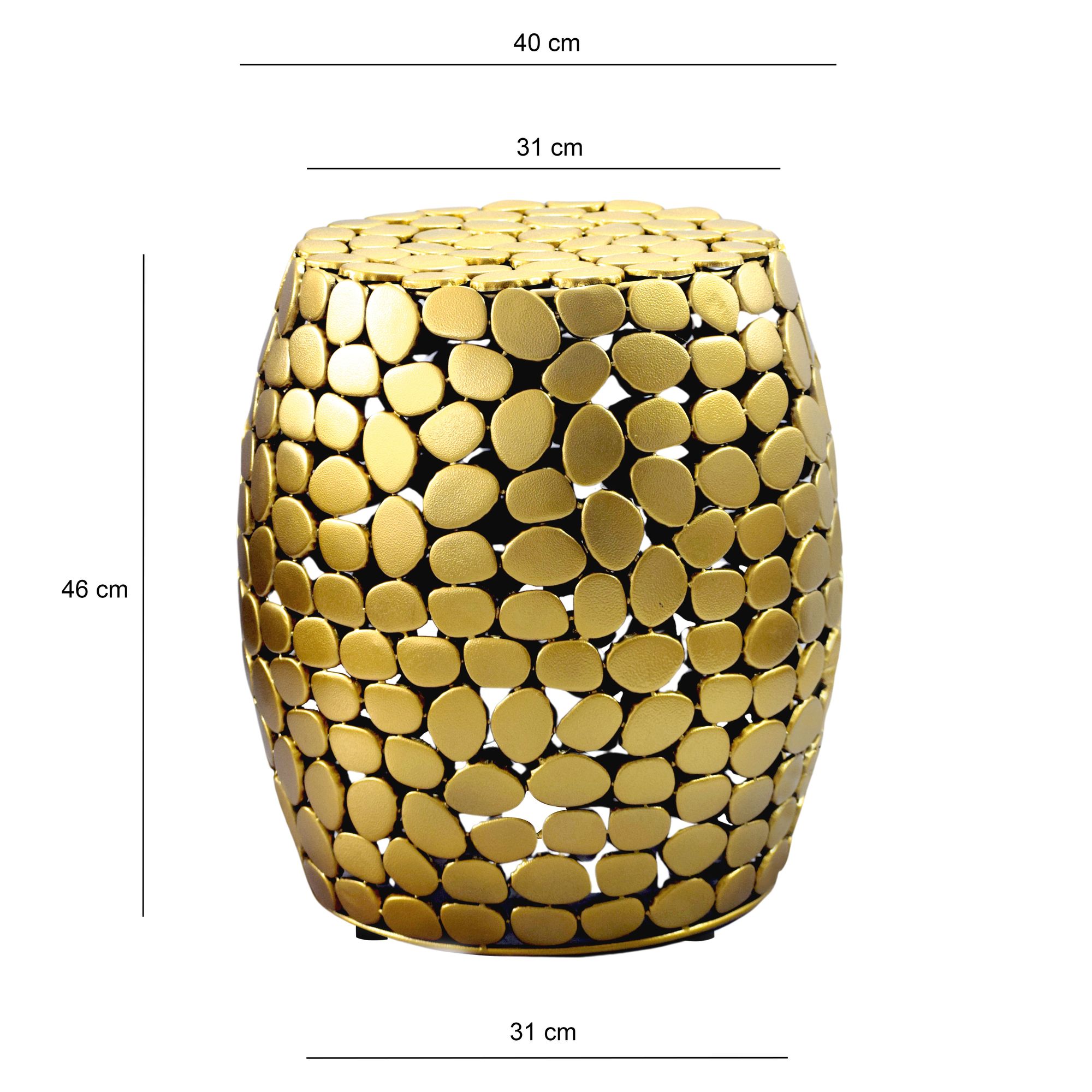 FineBuy Design Beistelltisch rund 40cm aus Aluminium – Couchtisch Alu – kleiner Wohnzimmertisch Metall – Dekotisch Wohnzimmer Handmade | Farbe: Gold