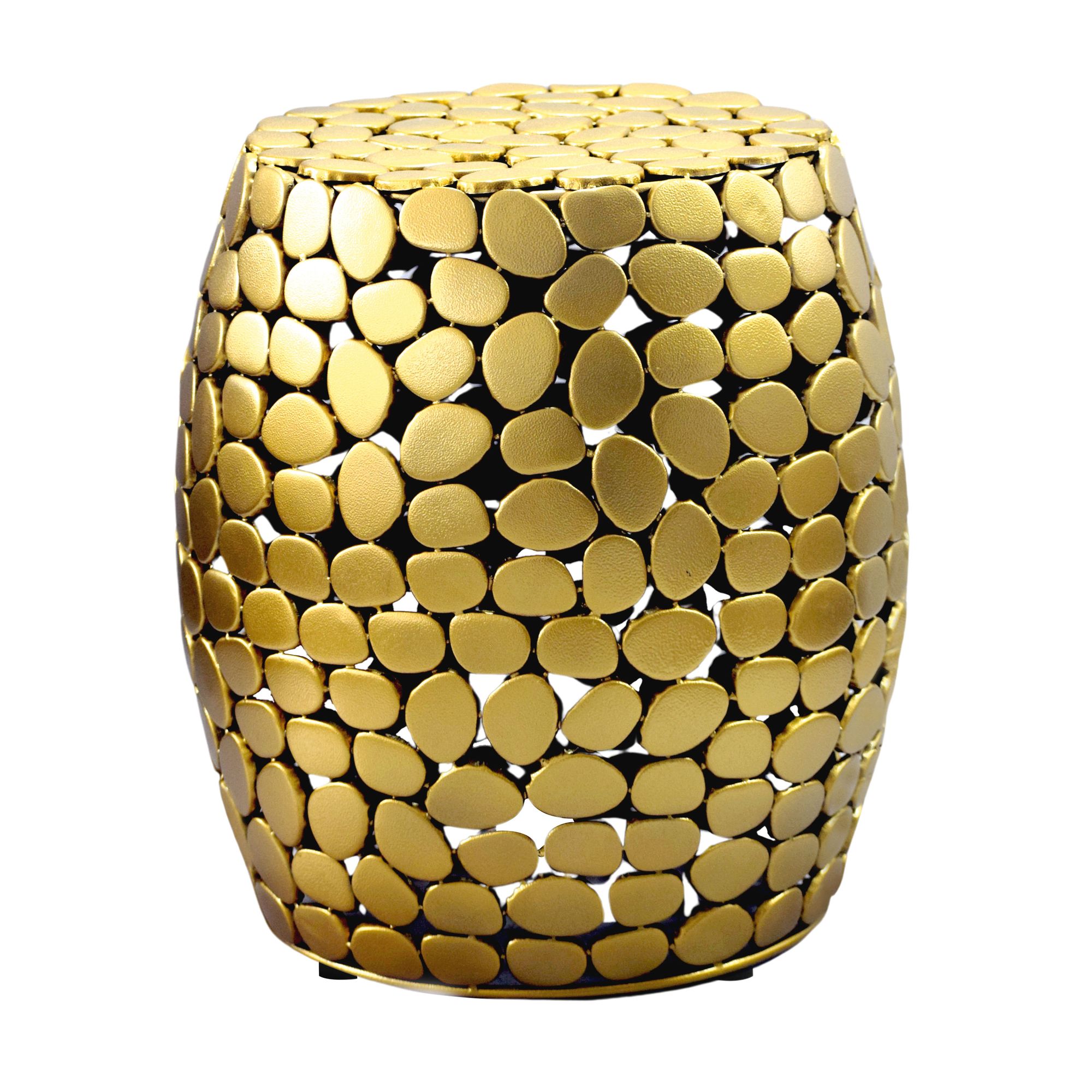 FineBuy Design Beistelltisch rund 40cm aus Aluminium – Couchtisch Alu – kleiner Wohnzimmertisch Metall – Dekotisch Wohnzimmer Handmade | Farbe: Gold