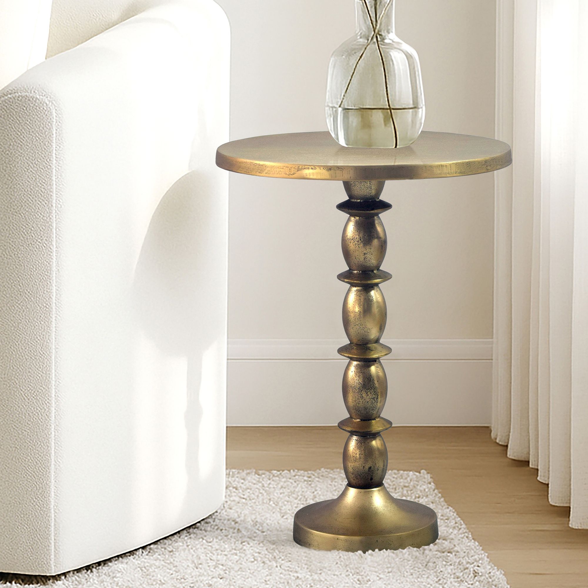Beistelltisch Alu Gold 40cm Metall Couchtisch Wohnzimmertisch Dekotisch Tisch – Ansicht 1