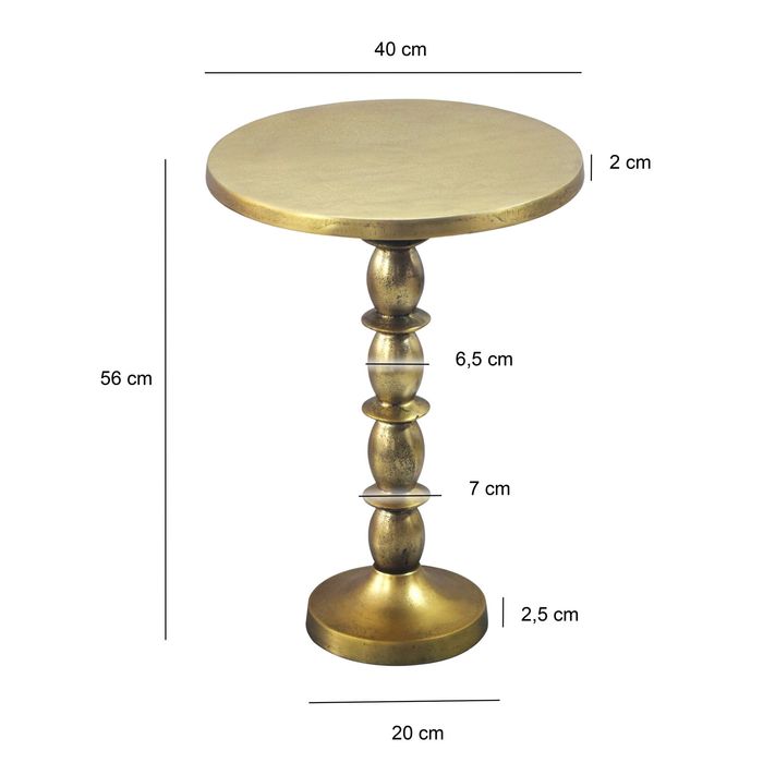 Beistelltisch Alu Gold 40cm Metall Couchtisch Wohnzimmertisch Dekotisch Tisch – Maßzeichnung