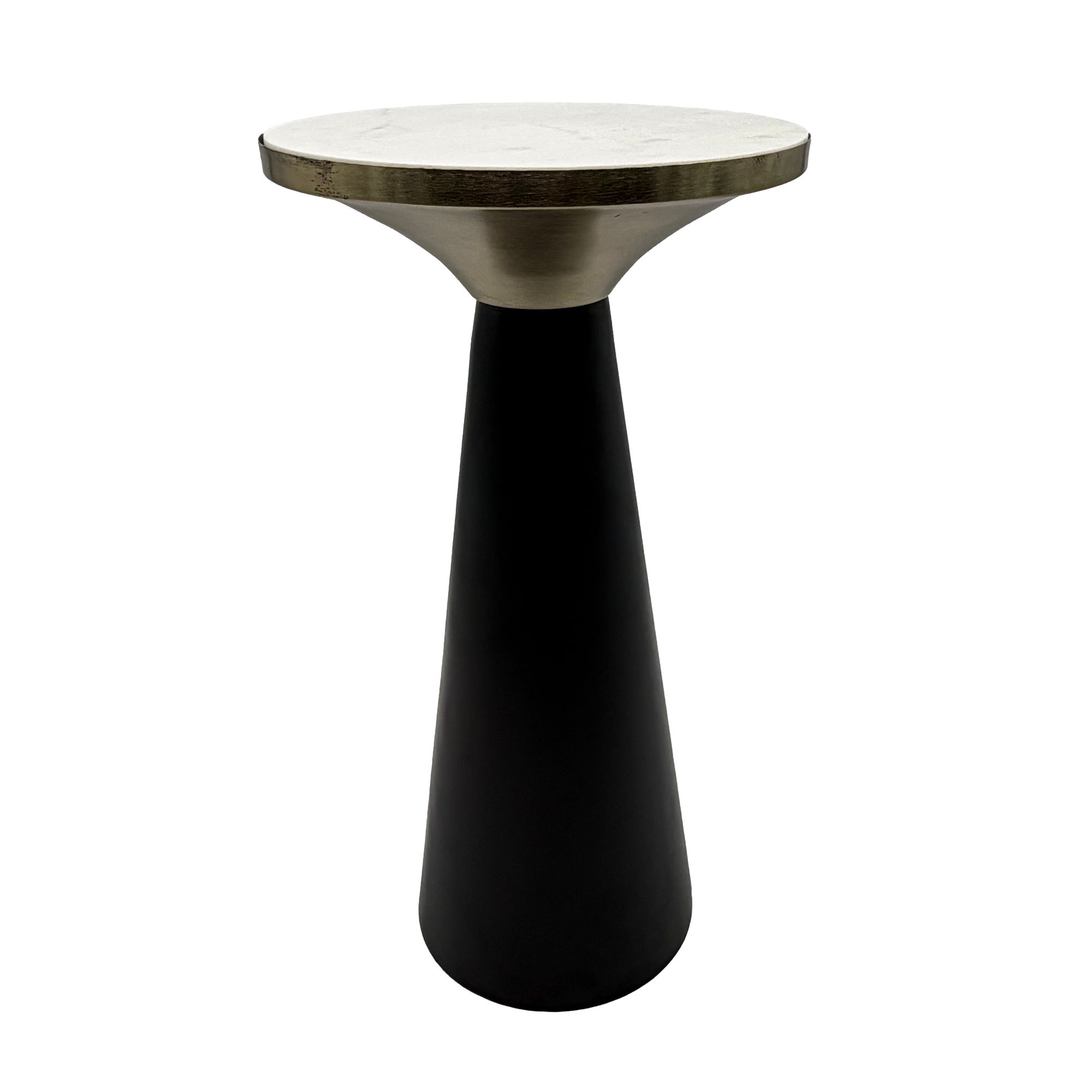 FineBuy Beistelltisch Eisen & Marmor Tischplatte 28cm rund - Kleiner runder Anstelltisch aus Metall Schwarz - Design Wohnzimmertisch - Dekotisch - Couchtisch - Metalltisch Handmade pflegeleicht | Farbe: Schwarz