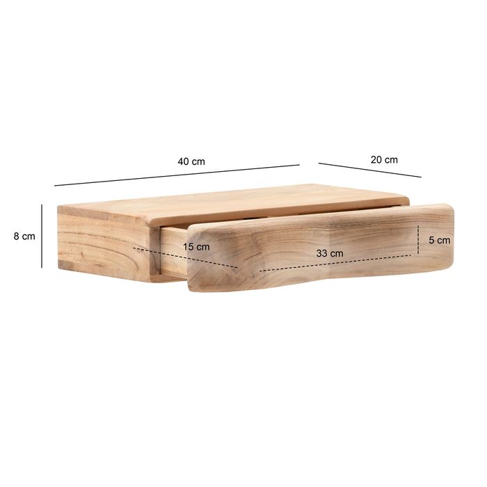 Schwebende Nachtkonsole Massiv 40cm Nachttisch Schublade Hängend Nachtschrank – Maßzeichnung