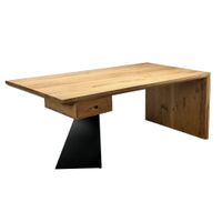 Schreibtisch 180 cm Massivholz Schublade Industrial Bürotisch Natur Holztisch – Ansicht 6