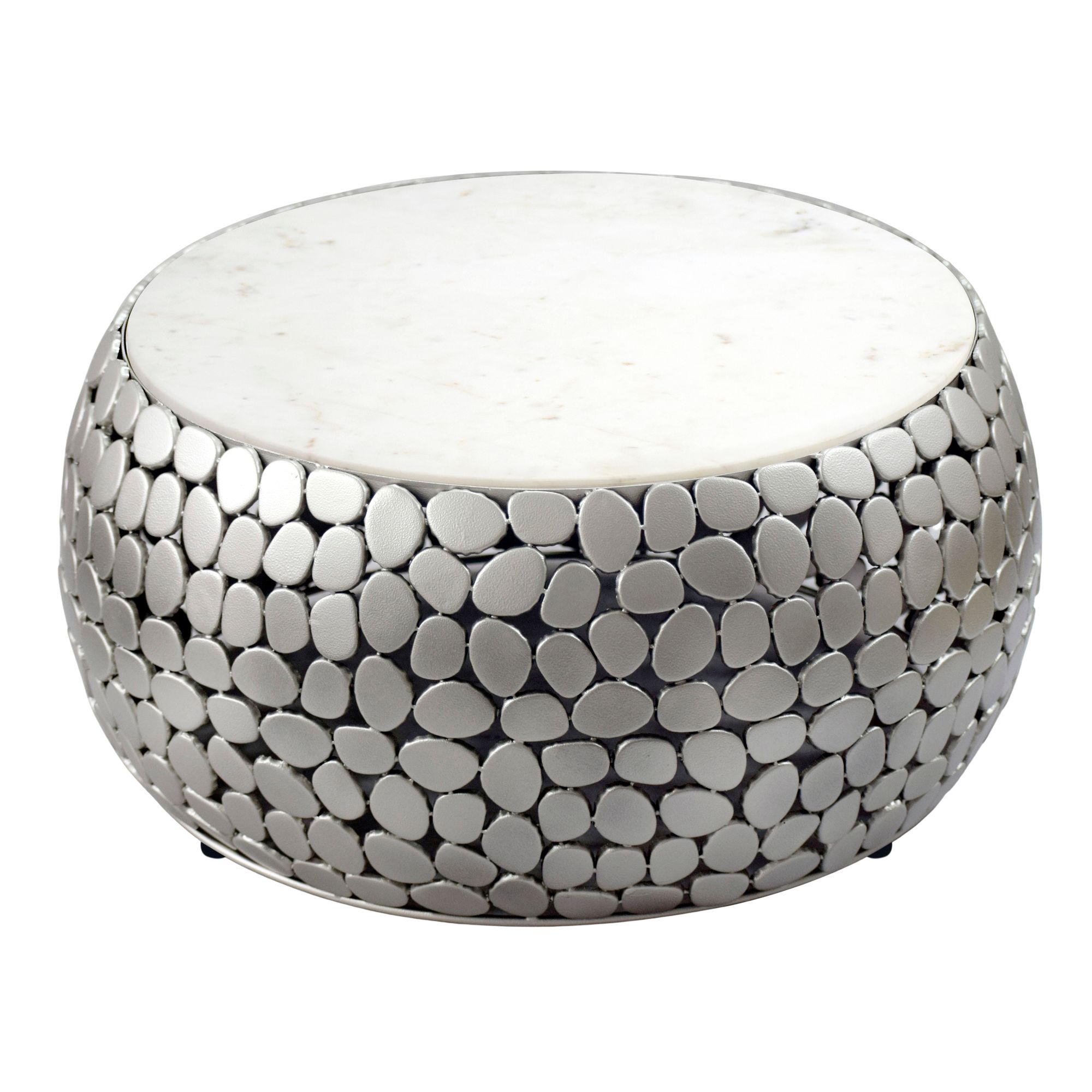 Design Couchtisch rund 66cm Aluminium Metall & Marmor Alu Wohnzimmertisch Tisch – Ansicht 6
