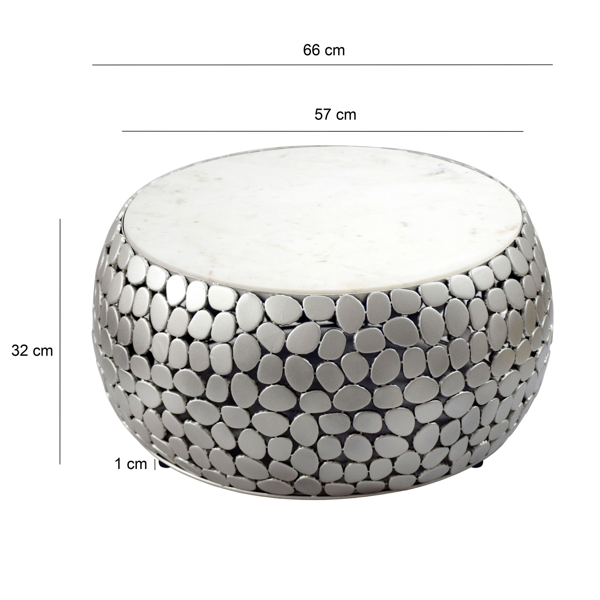 Design Couchtisch rund 66cm Aluminium Metall & Marmor Alu Wohnzimmertisch Tisch – Ansicht 3