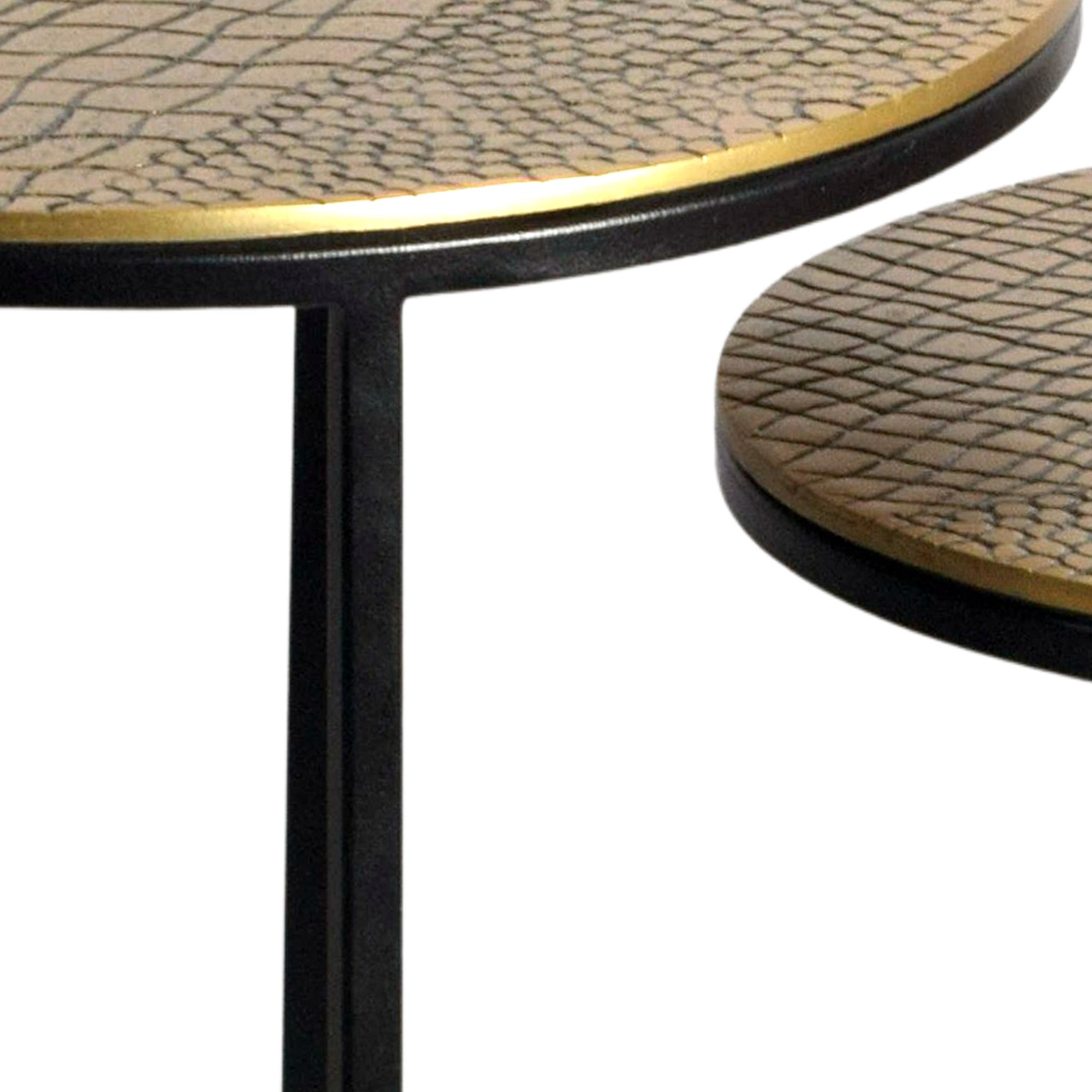 Satztisch 2er Set Metall rund Beistelltisch Sofatisch Couchtisch Aluminium Alu – Ansicht 5