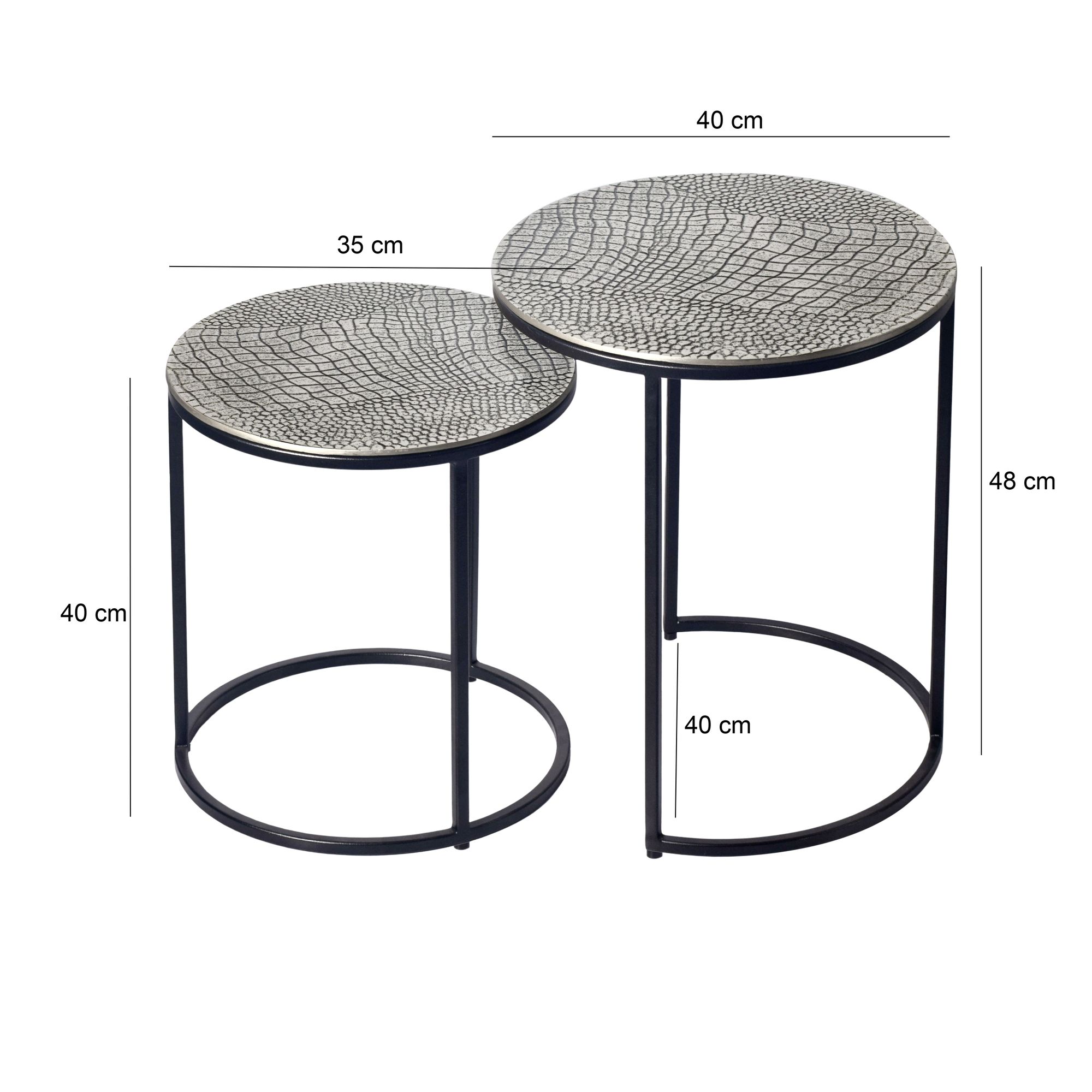 Satztisch 2er Set Metall rund Beistelltisch Sofatisch Couchtisch Aluminium Alu – Ansicht 3