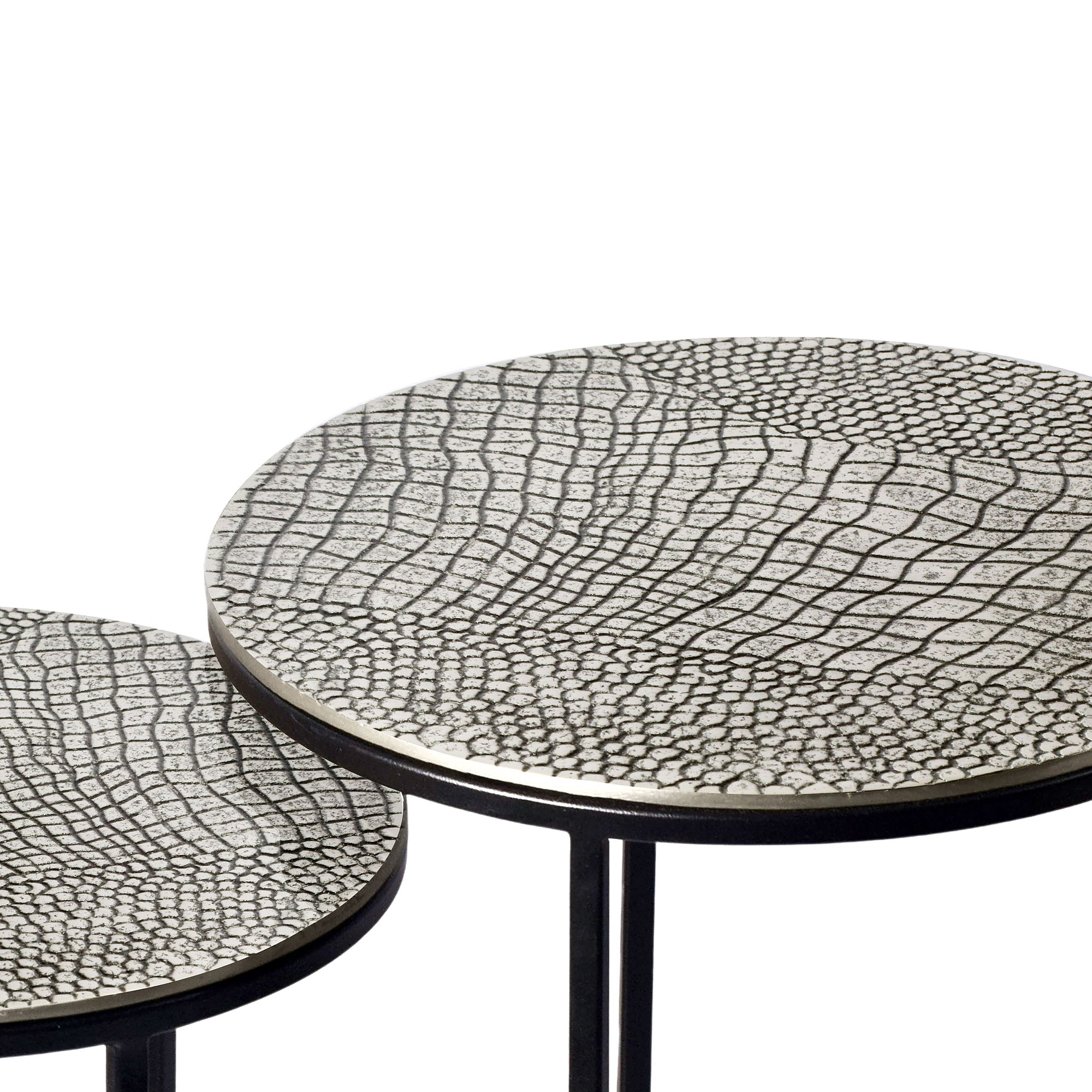 Satztisch 2er Set Metall rund Beistelltisch Sofatisch Couchtisch Aluminium Alu – Ansicht 4