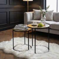 Satztisch 2er Set Metall rund Beistelltisch Sofatisch Couchtisch Aluminium Alu – Ansicht 2