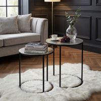 Satztisch 2er Set Metall rund Beistelltisch Sofatisch Couchtisch Aluminium Alu – Ansicht 2