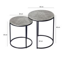 Satztisch 2er Set Metall rund Beistelltisch Sofatisch Couchtisch Aluminium Alu – Ansicht 3