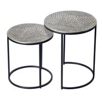 Satztisch 2er Set Metall rund Beistelltisch Sofatisch Couchtisch Aluminium Alu – Ansicht 6
