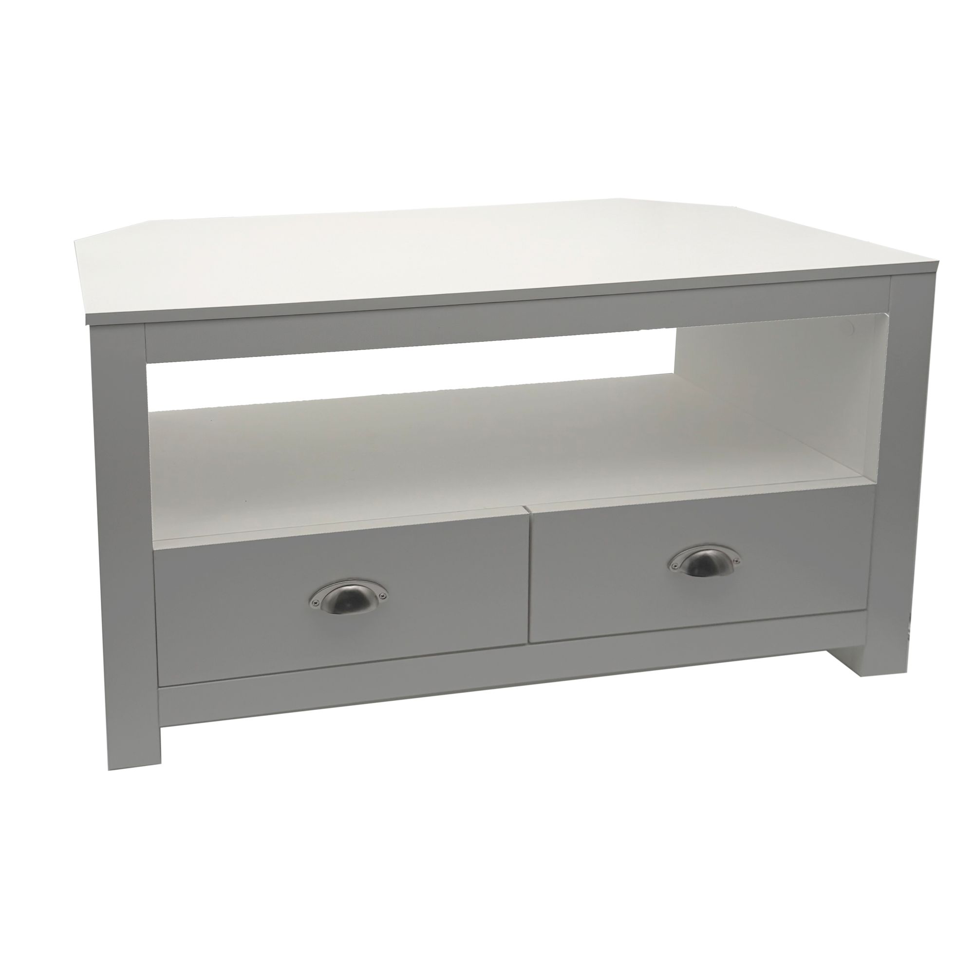 Lowboard Weiß 85cm TV Board Schubladen Fernsehunterschrank Fernsehschrank Modern – Ansicht 6